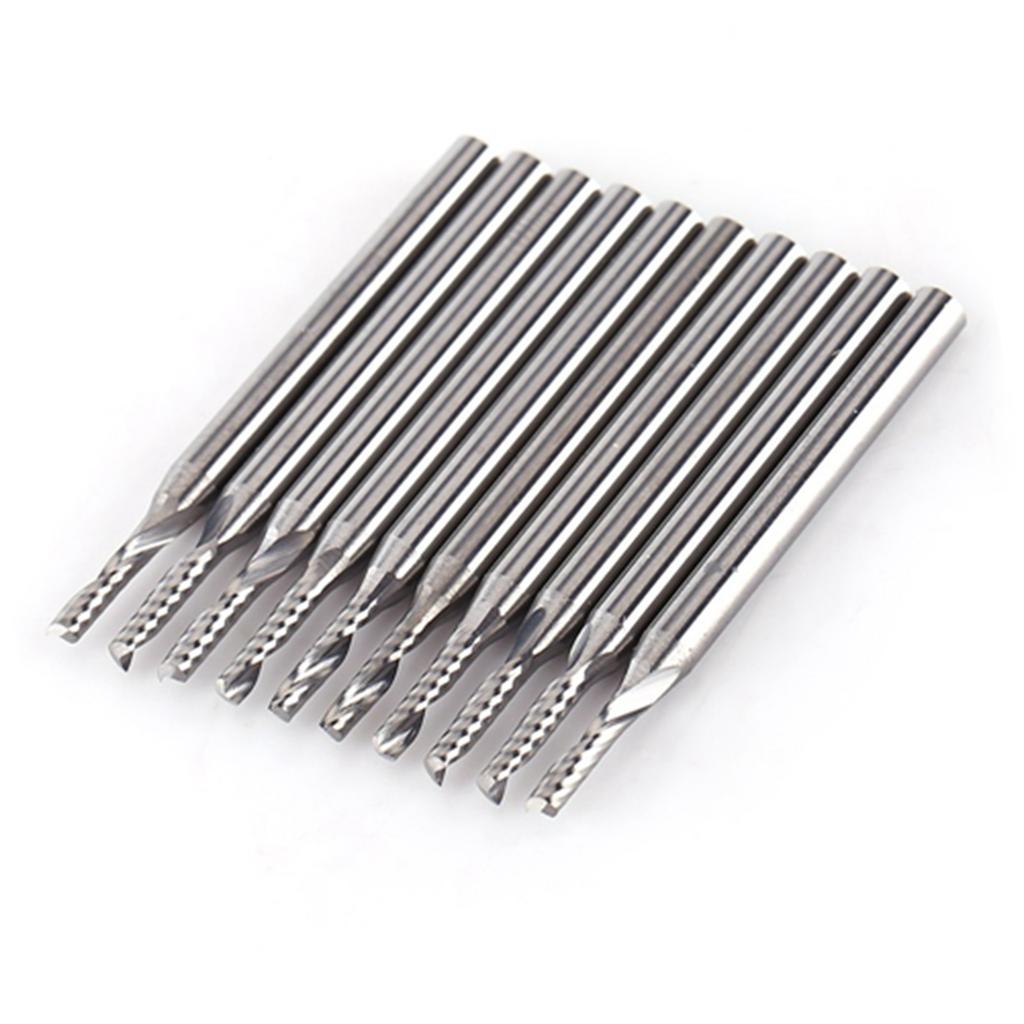 10pcs 1 8   Shank Tungsten Carbide End Mill CNC Engraving Tools Single Flute Spiral Bit