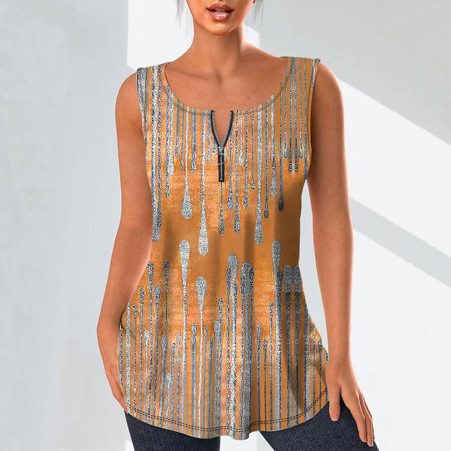 Женские модные рубашки с v-образным вырезом, повседневные топы, футболка, женский жилет с 3D золотым узором, блузка без рукавов больших размеров, топы на бретелях