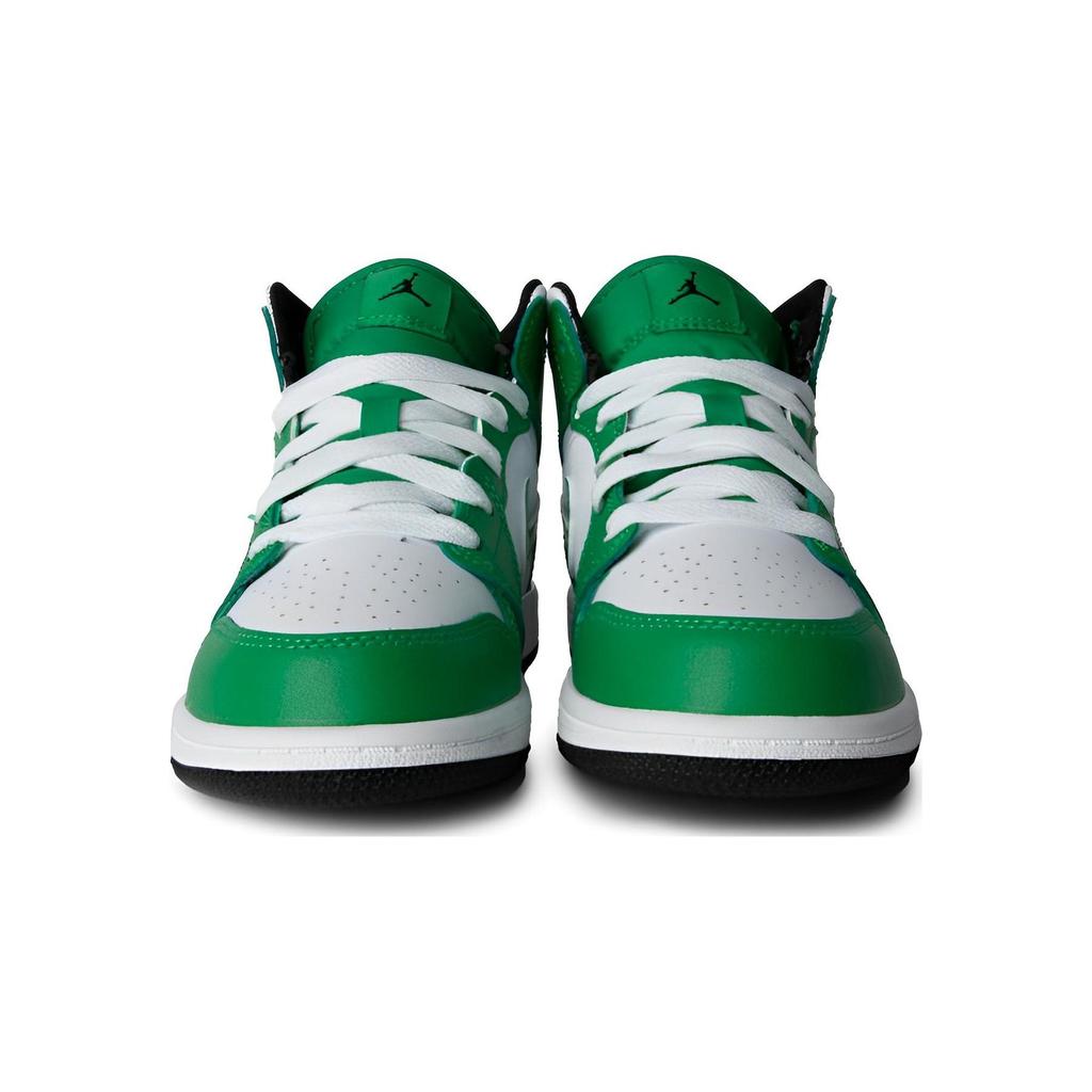 Кроссовки Air Jordan 1 Mid PS Lucky Green для детей Черно-белые DQ8424-301