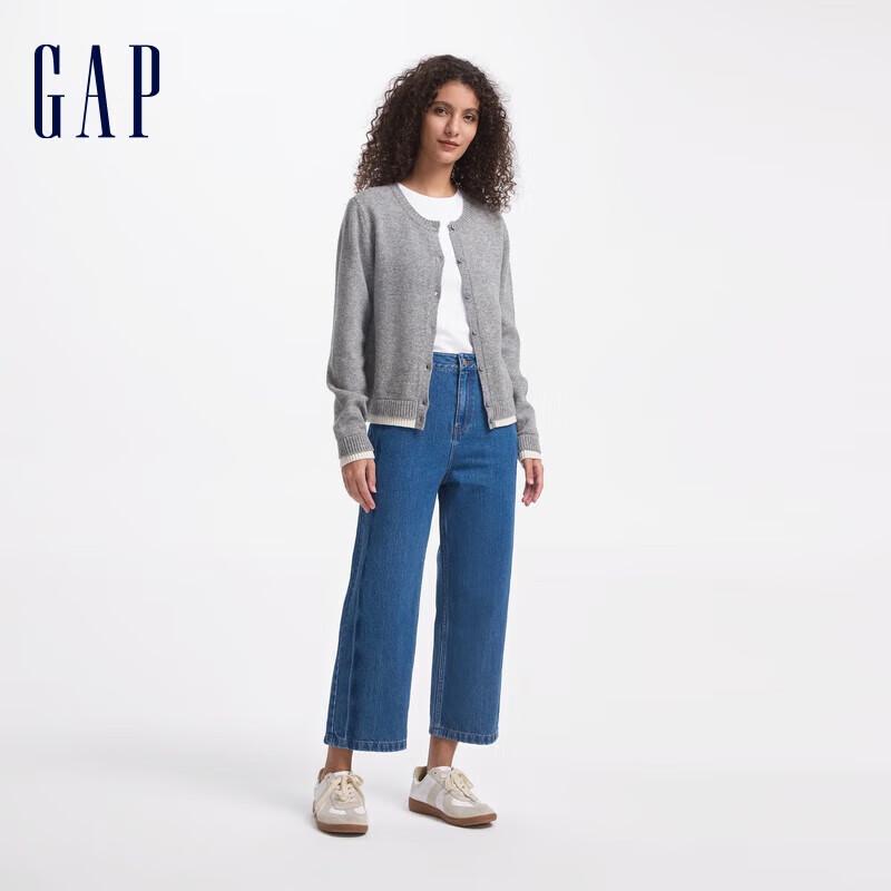 Gap Women's Ribbed Knit Wool Cardigan with Spliced Hem