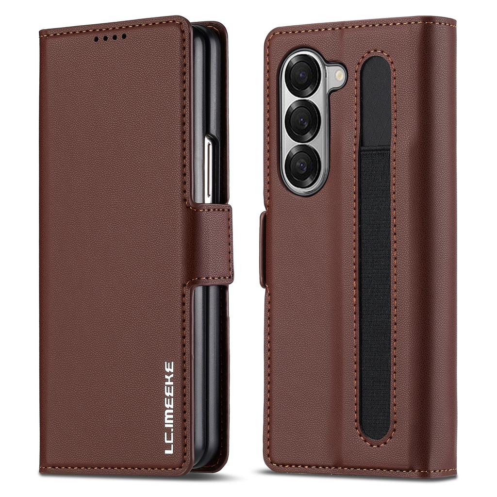 LC.IMEEKE L1 For Samsung Galaxy Z Fold5 5G Stand Case Texture PU Leather Wallet Phone Cover
