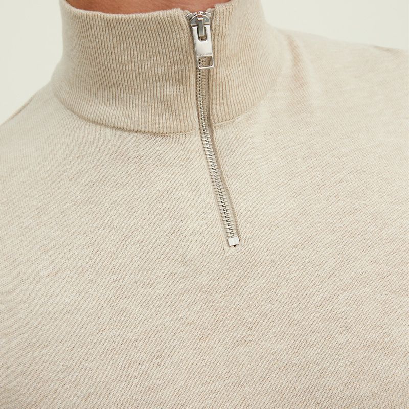 Пуловер с высоким воротником на молнии, мягкий вязаный крючком хлопок, мужской, JACK & JONES