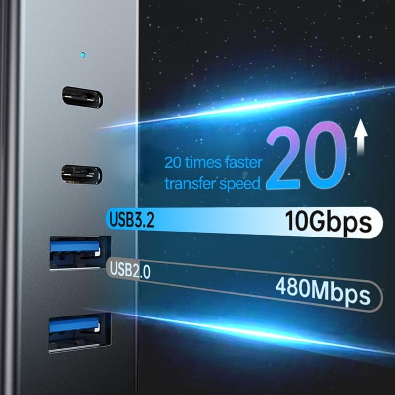 4-портовый USB 3.2 концентратор с портом USB-C, скорость передачи данных 10 Гбит/с, широкая совместимость с ноутбуками, планшетами, смартфонами и другими устройствами