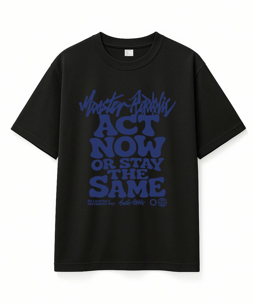 MONSTER REPUBLIC Act Now Indigo Blue T-Shirt Black_9157