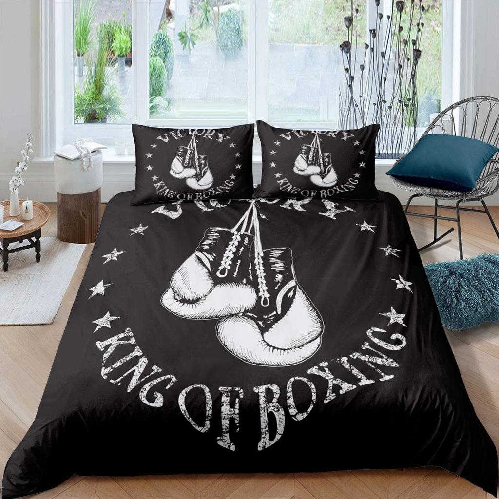 Boxing Gloves Duvet Cover Collection King Queen Full Size Polyester Comforter Cover For Kids Boys Girls Bedding Collection With Pillowcase