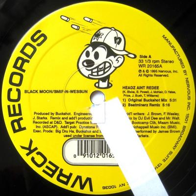 12-дюймовая пластинка BLACK MOON Headz Aint Redee Black SmifNWes WR20165 Wreck Records 1995 US Rap HipHopRB Б/у