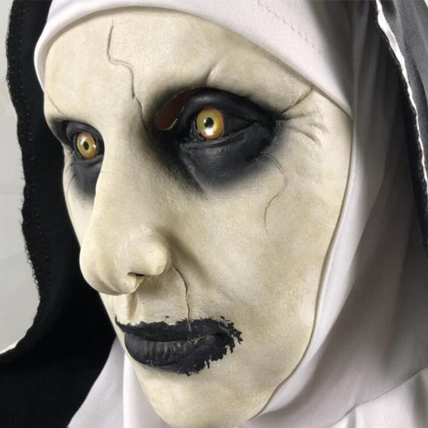 Маска ужасов монахини, шлем с капюшоном, Валак, страшные костюмы для косплея на Хэллоуин, реквизит для вечеринки