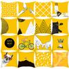 New Yellow Geometric Pillowcase Nordic Living Room Sofa Solid Color Plush Pillow Cover