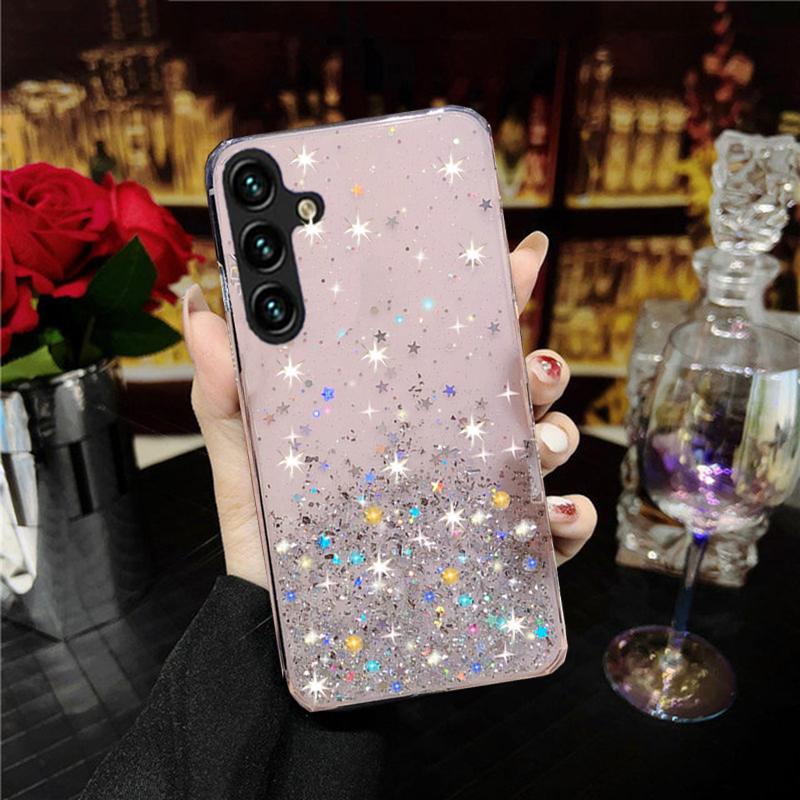 Мягкий чехол с блестками и бриллиантами и звездами для Samsung Galaxy A04S A53 S23 Ultra S22 S21 Plus OPPO A94 Xiaomi Redmi Note 11 iPhone 14 13 12 11 Pro Max