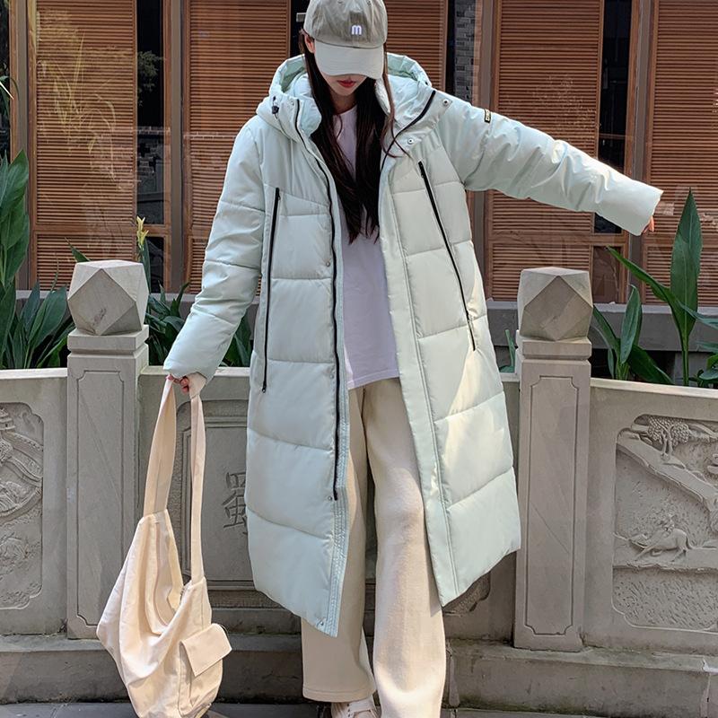 Женская пуховая куртка новая 2025 утолщенная и теплая корейская версия свободная длинная ниже колена хлопковая куртка зимняя стеганая куртка