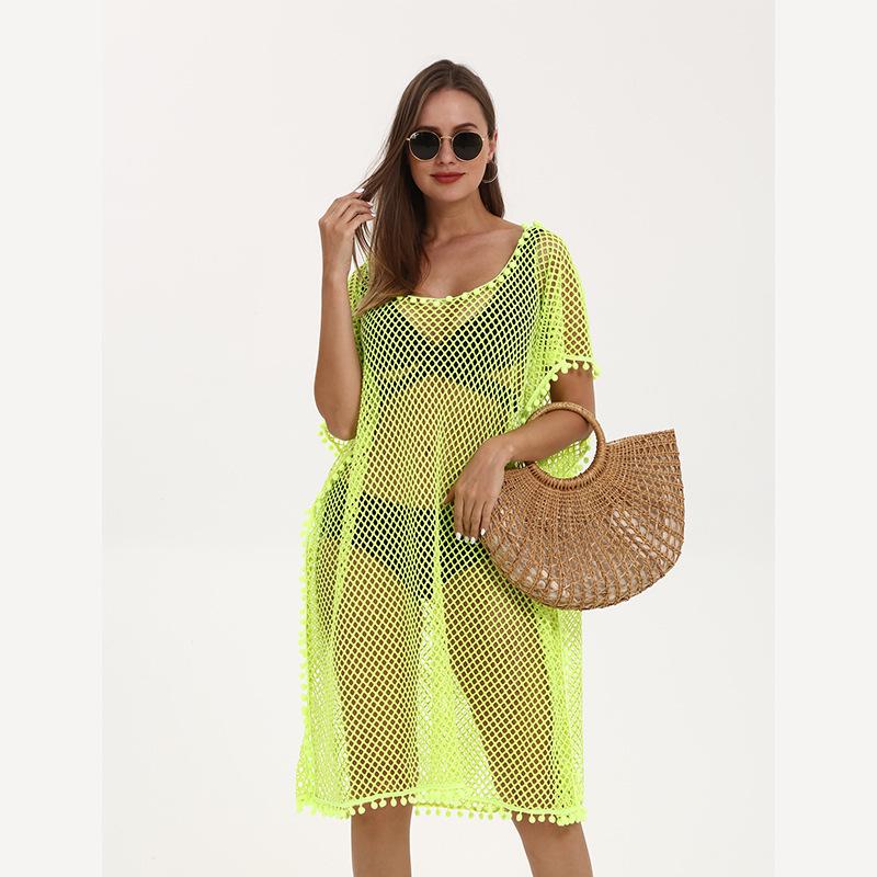 Women's Tassel Cardigan Beach Cover-Up Shawl: Sun Protection Bikini Cover, European & American Style, Hollow Out Design