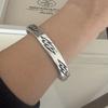 100% Solid 925 Sterling Silver Retro Bracelet for Women Men Vintage Handmade Flash Shape Simple Bracelet Birthday Gift