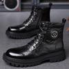 Мужская зимняя обувь 2024 года, мужские теплые плюшевые меховые зимние ботинки, мужские мотоциклетные ботинки, высококачественные кожаные ботильоны на шнуровке для мужчин