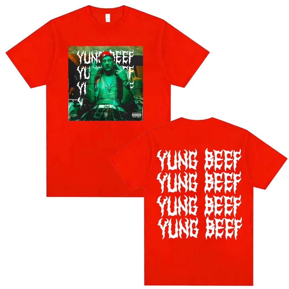 Rapper Yung Beef Album Double Sided Print Tshirts for Men Harajuku Hip Hop Summer Style Shirt High Quality Loose Cotton Tshirt