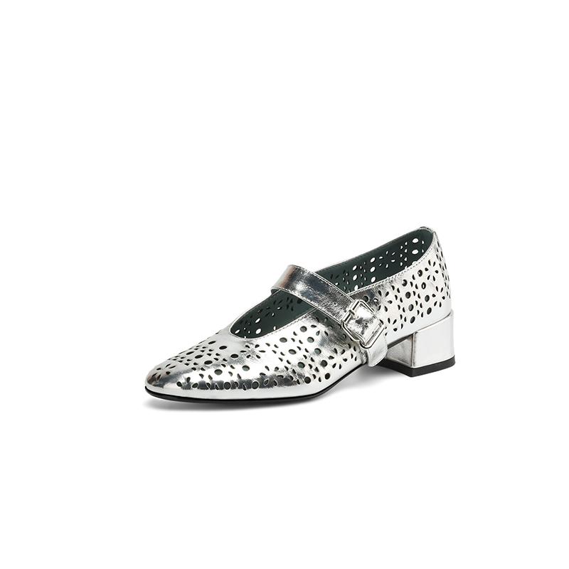 Модные новые весенне-осенние женские туфли из натуральной кожи с круглым носком, модные туфли Мэри Джейн с вырезами, женские туфли-лодочки на среднем каблуке