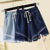 Cotton Shorts Women Summer Vintage Loose Oversize High Waist Denim Wide Leg Skirt Pants