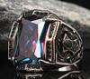 Винтажное турецкое кольцо Karon Dazzle Gem, мужское кольцо с дворцовой печатью из нержавеющей стали, загадочный драгоценный камень, модное мужское кольцо с локомотивом в стиле панк
