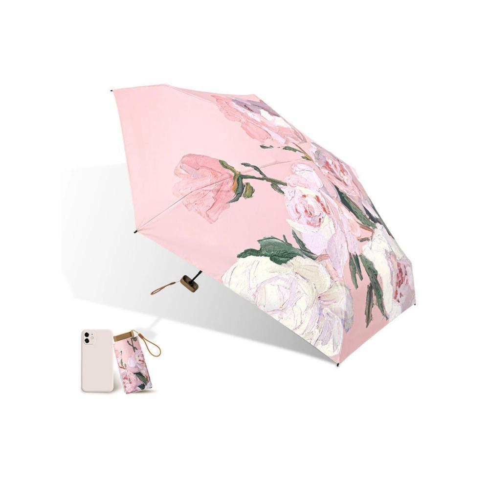 Women's Mini Black Rubber Sunscreen UV Sunshade Umbrella Compact and Convenient Capsule Sun Umbrella Six Fold Umbrella