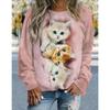 Cartoon Kitten Cat 3d Print O-Neck Hoodie Women Fashion Oversized Hoodies Sweatshirt Women Sweats Animal Clothing Autumn Winter