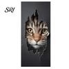 Sunproof Trash Can Wrap Dustbin Sticker Funny Cartoon Animal Wheelie Bin Decal Self Adhesive Cute Monkey Cat Chicken for Door Cans Bins Driveway