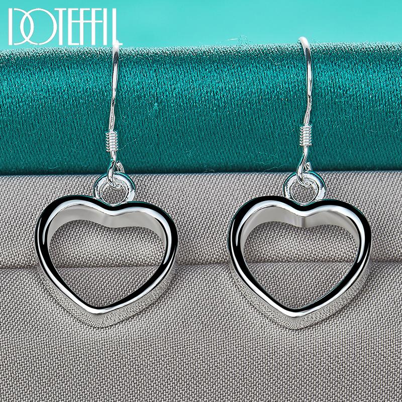Романтические серьги-сердечки Серебряные украшения с подвесками