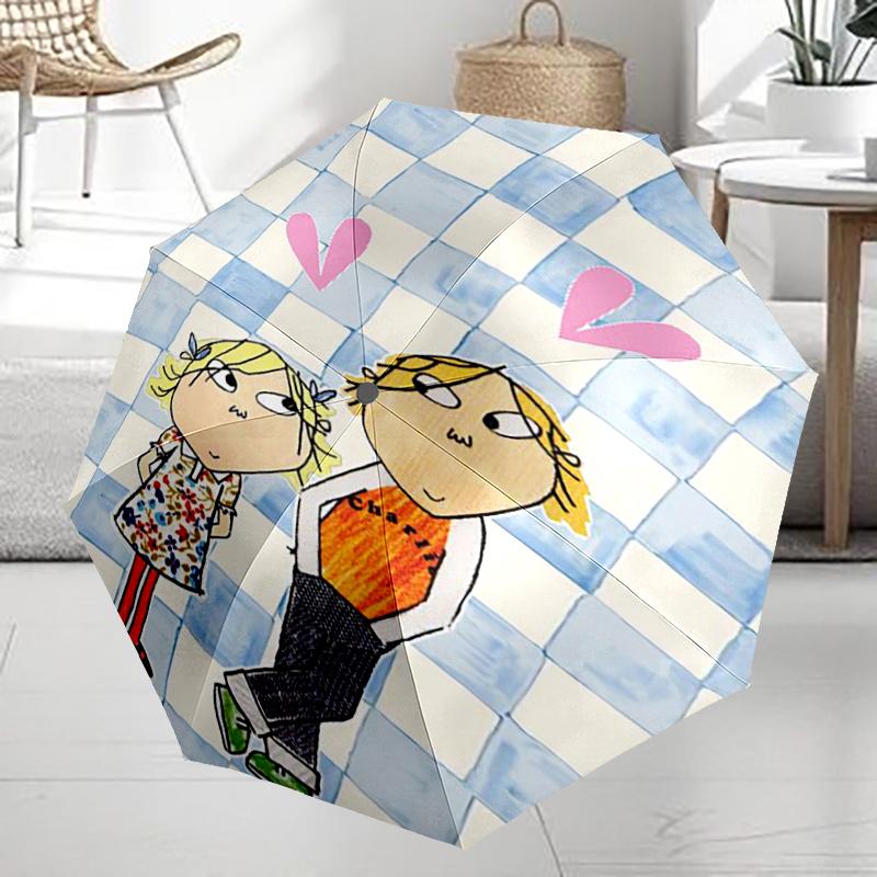 Charlie and Lola Theme Automatic Umbrella, Lightweight & Portable, 8 Rib, Perfect for Outdoor Travel, Birthdays, Christmas, Gifts.