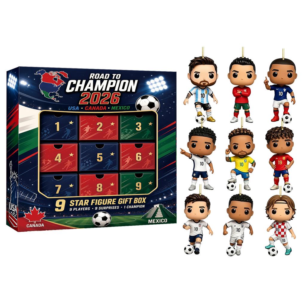 Football Advent Calendar Soccer Star Ornaments Blind Box, Christmas Countdown Gift for Fans