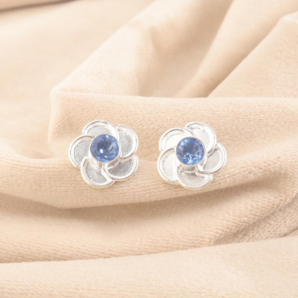Tanzanite Gemstone Boho Stud Post Wife Gift Earrings Jewelry 925 Sterling Silver EE-157-4