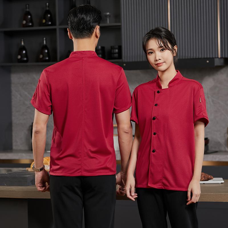 Дышащая униформа для ресторана Рабочая рубашка для кухни Мужская и женская короткорукавная куртка шеф-повара Униформа для сферы общественного питания и приготовления пищи