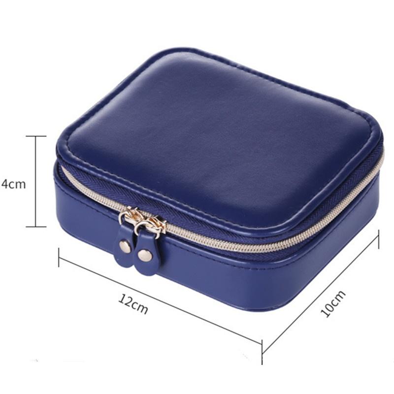 Двойная молния, дорожная портативная шкатулка для драгоценностей, органайзер, кожаная коробка для хранения ювелирных изделий, колец, сережек с зеркалом