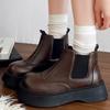 2024 Natural Skin Retro Big Shoes Wide Toe Boots Women Genuine Cow Leather Single Short Boots Ankle 35-41