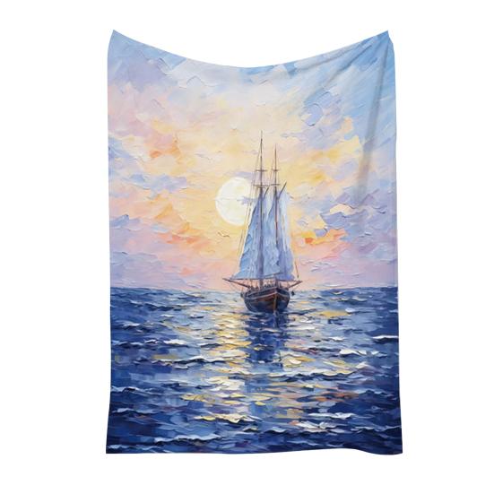 Oil Painting Nap Blanket, Soft Warmth Double-Sided Flannel, Digital Print Shrink-Resistant Machine Washable Office Travel Throw Blanket