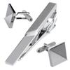 Tie Pin Cufflinks Set Made In Japan Brass Geometric Silver [Tabarat] Men's