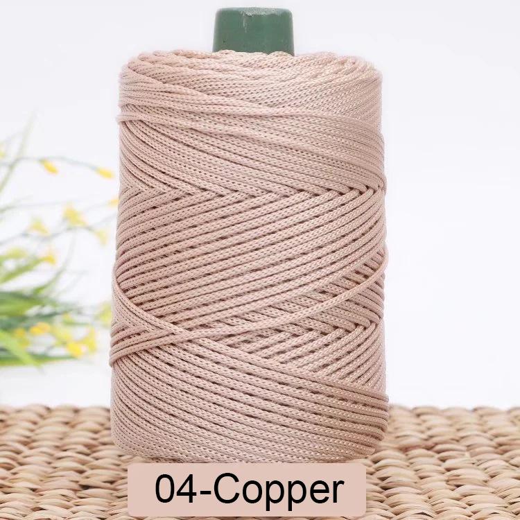 3 мм Цветной Крученый Плетеный Шнур, Полая Нить, Полиэстеровый Шнур Макраме, Черная Пряжа для Вязания Крючком, Пряжа для Вязальщицы