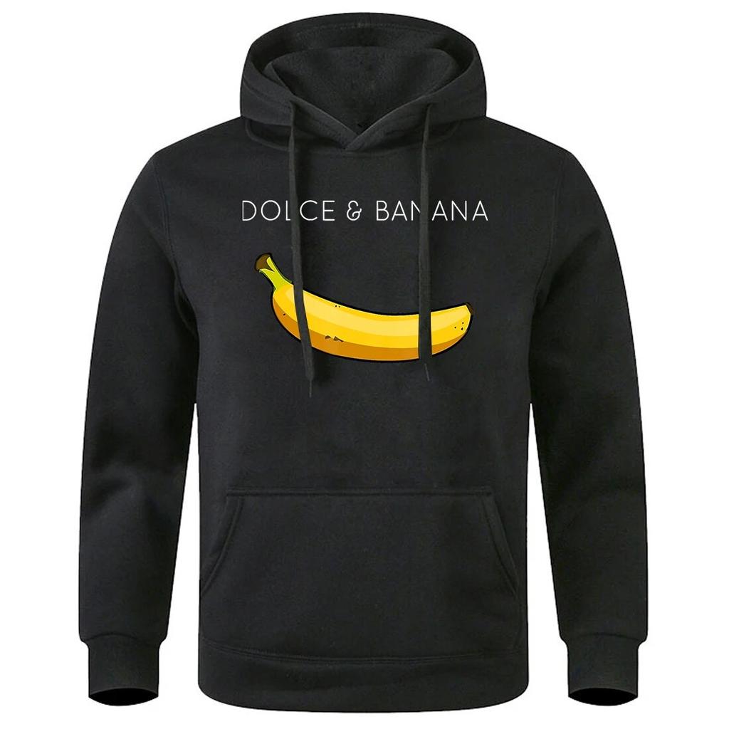 Забавные толстовки с принтом Dolce&Banana, модная новинка унисекс, новинка, толстовка унисекс, базовые повседневные универсальные толстовки, свободные объемные толстовки с капюшоном
