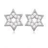 [R3500] - Silver Earrings 'Star of David' Silver White (rhodium) - 8 Mm