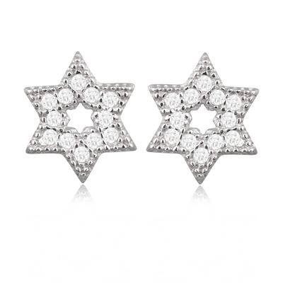 [R3500] - Серебряные серьги «Звезда Давида» серебристо-белые. (родий) - 8 мм