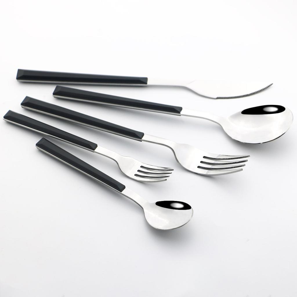30Pcs Imitation Wooden Handle Dinnerware Cutlery Set Stainless Steel Tableware Knife Fork Spoons Silverware Western Flatware