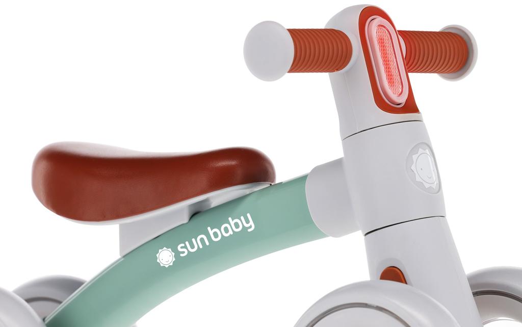 Rowerek Biegowy 4 Koła Biegówka Jeździk Dla Dzieci Lekki 2,3 Kg Led Zoomi Miętowy