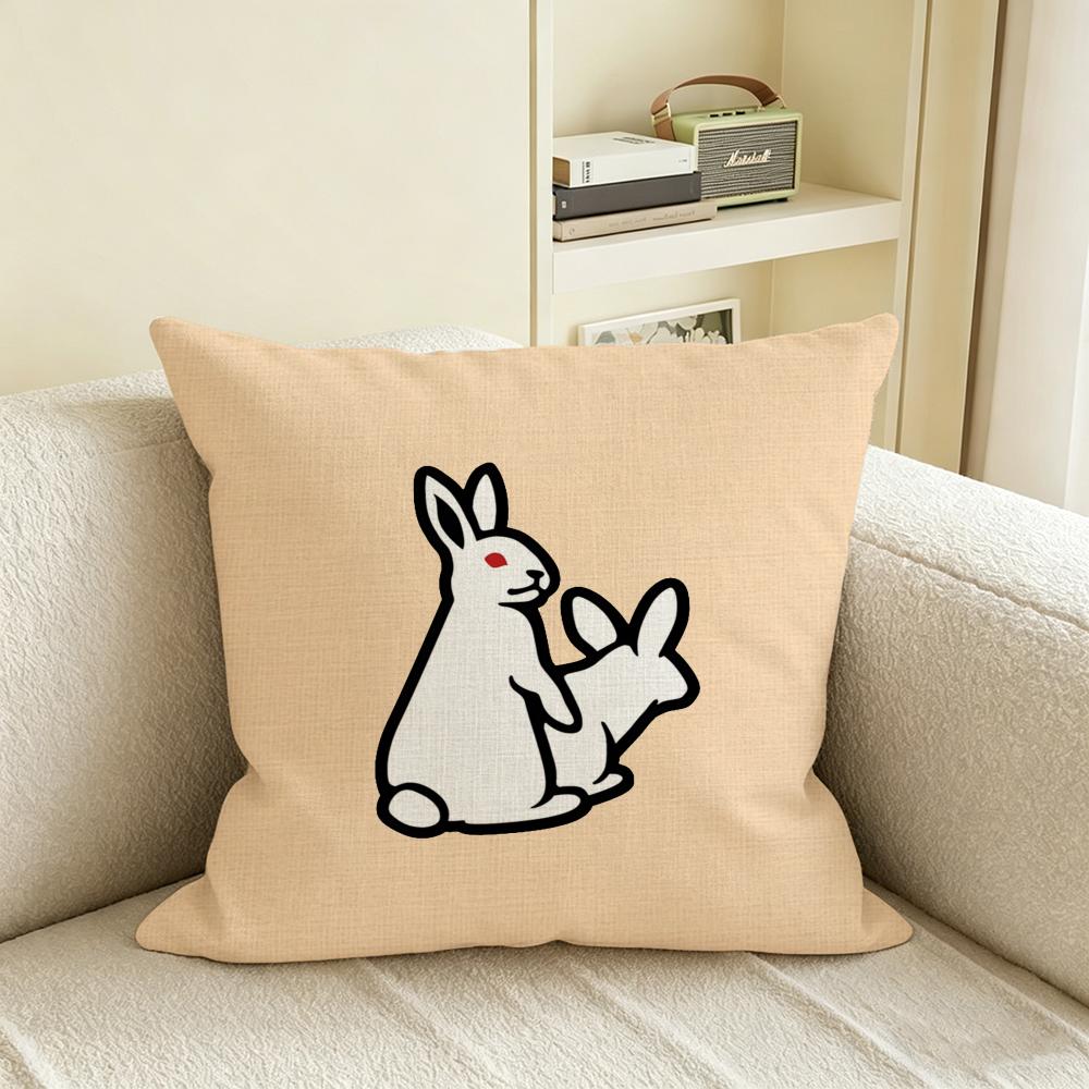 Fxxking Rabbits Fr2 Cushion Cover Natural Linen Pillowcase Set, All-In-One Decor For Sofa, Bedroom & Chair