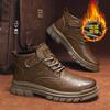 Модные ретро мужские ботильоны, водонепроницаемые повседневные кожаные ботинки, высокие хлопковые туфли для мужчин, плюшевые теплые зимние ботинки, нескользящие рабочие боты