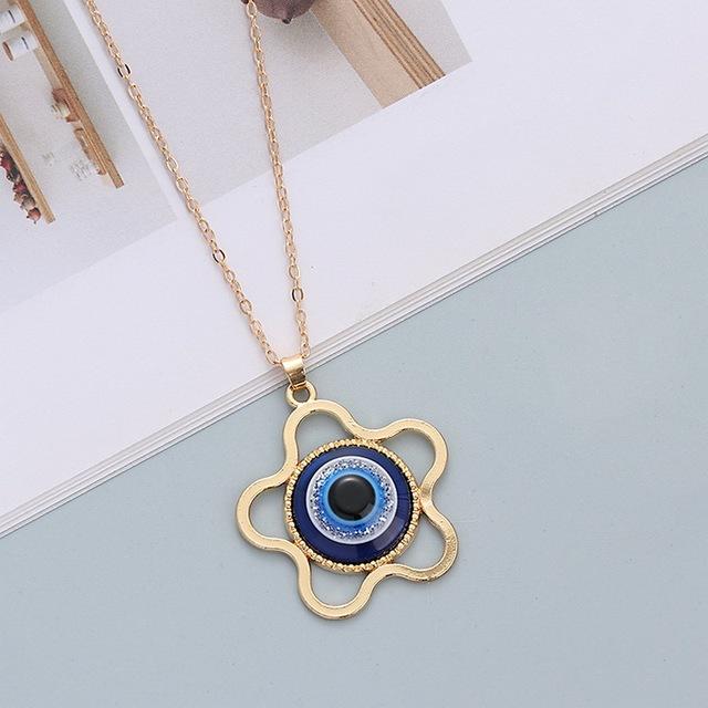 Простое турецкое хрустальное ожерелье с подвеской от сглаза для женщин, модные украшения на удачу, геометрическая круглая подвеска в виде демонического глаза, цепочка на ключицу
