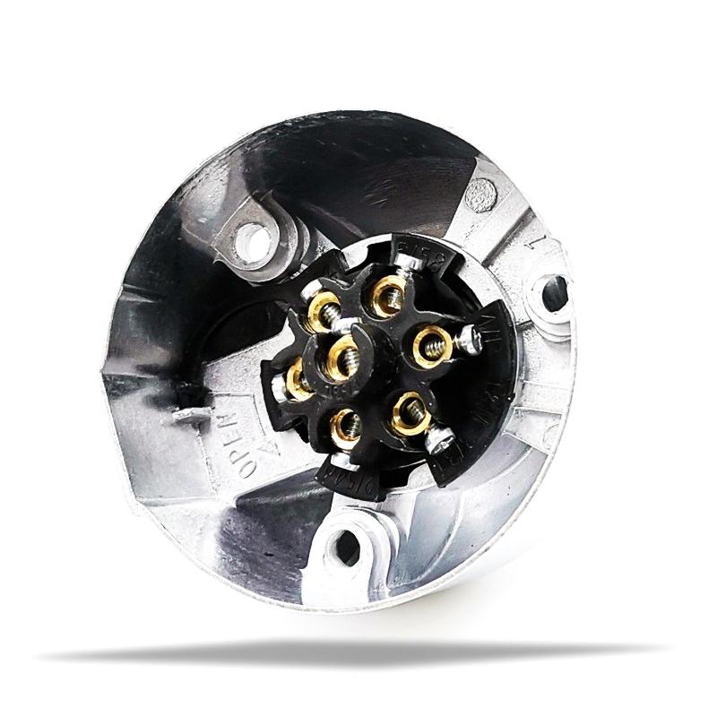 7-контактный разъем для прицепа с фаркопом, металлический, алюминиевый сплав, буксировка, 12 В, круглый адаптер, разъемы для автомобильных фар, для лодок, грузовиков, караванов