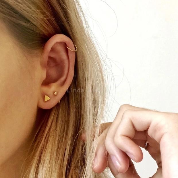 Минималистичные серьги-кольца Huggie Hoop Threader из стерлингового серебра или золота 585 пробы, продеваемые через открытые серьги-кольца