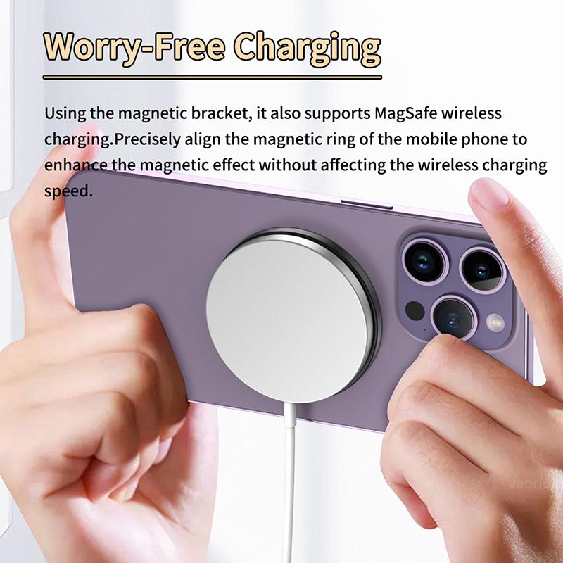 VAORLO Original For Magsafe Magnetic Stand Mini Alloy Portable Foldable Desktop Holder Magnet Finger Ring Bracket For iPhone 12 13 14 Pro