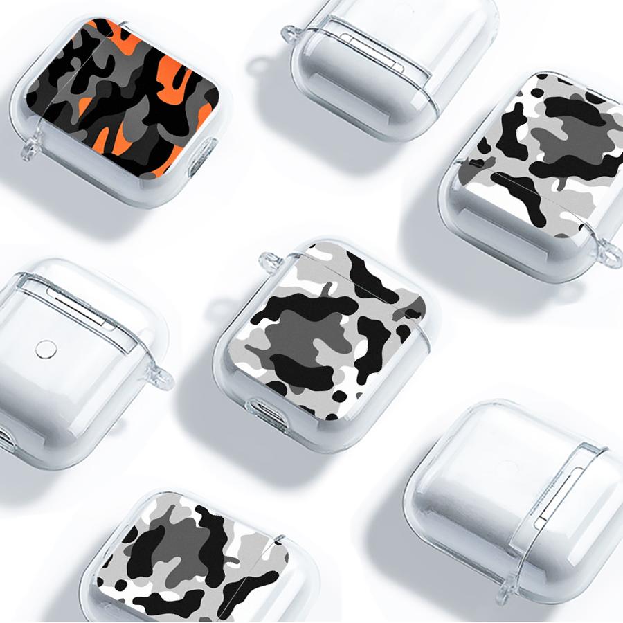 Чехол для Airpods 4 Pro 1 Pro3 Pro2 3 2 Прозрачный Чехол для Наушников Камуфляжный Узор
