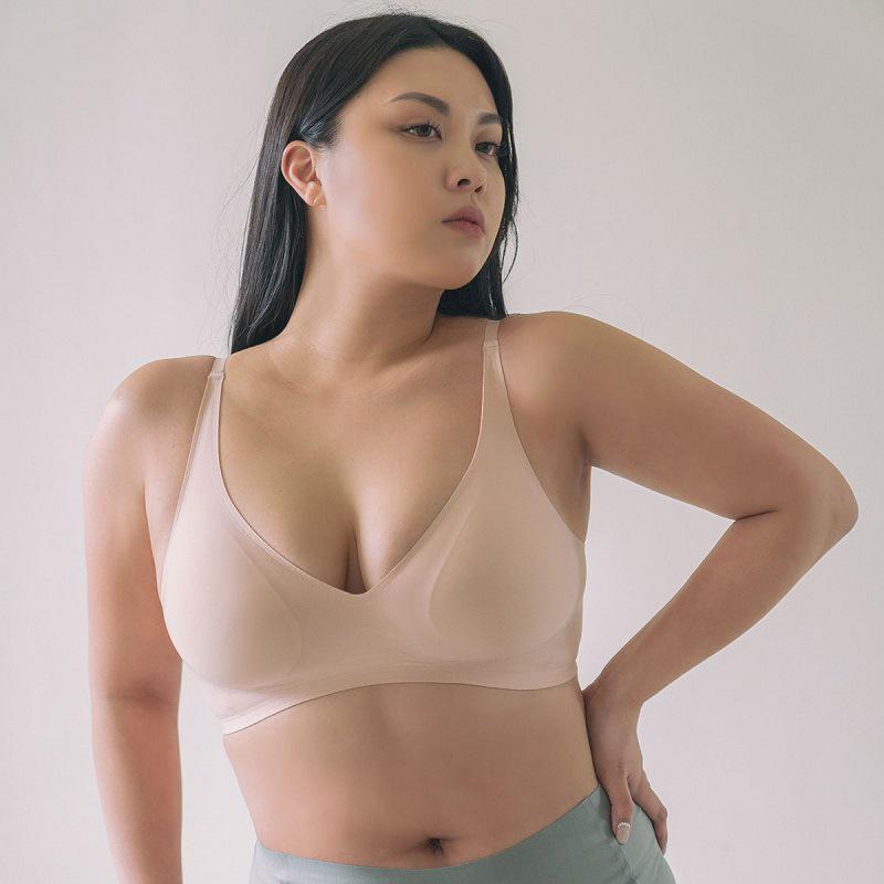 Женский бюстгальтер большого размера с V-образным вырезом, без косточек, с мягкой поддержкой и съемными чашками