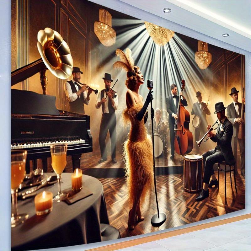One 8x6 feet polyester fiber photography background for a jazz band performanceDJH