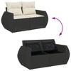 Vidaxl Sofa Ogrodowa Z Poduszkami, 2-Osobowa, Czarna, Polirattan