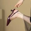 Женские туфли Новые летние босоножки с острым носком и пряжкой Туфли на среднем каблуке Туфли-лодочки из лакированной кожи Слипоны